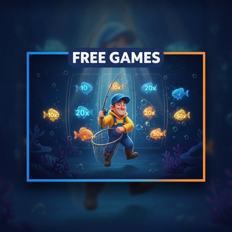 Fishin Frenzy free games feature with fisherman wild collecting fish prize values on screen